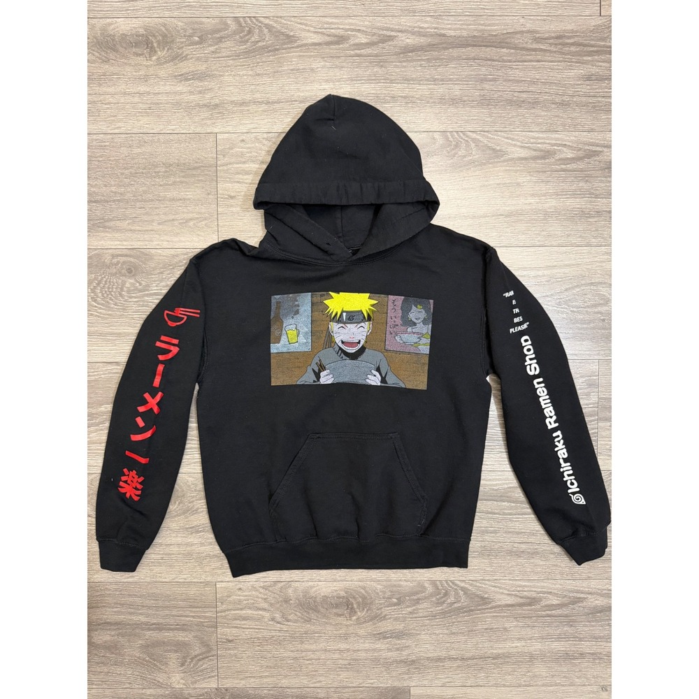 Naruto Shippuden Ichiraku Ramen Shop Graphic Hoodie Black Mens Small Japanese